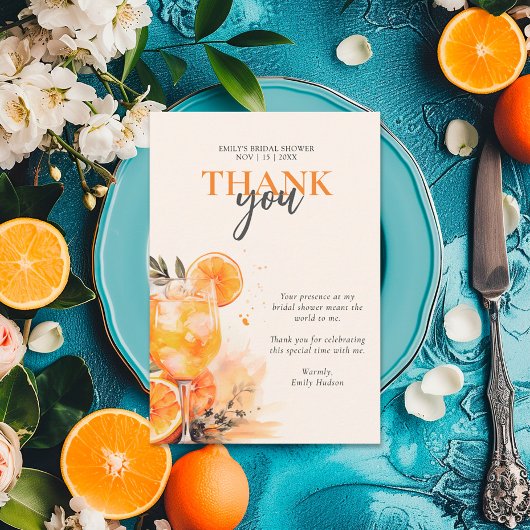 Aperol Spritz Watercolor Bruidsuitnodiging Bedankkaart