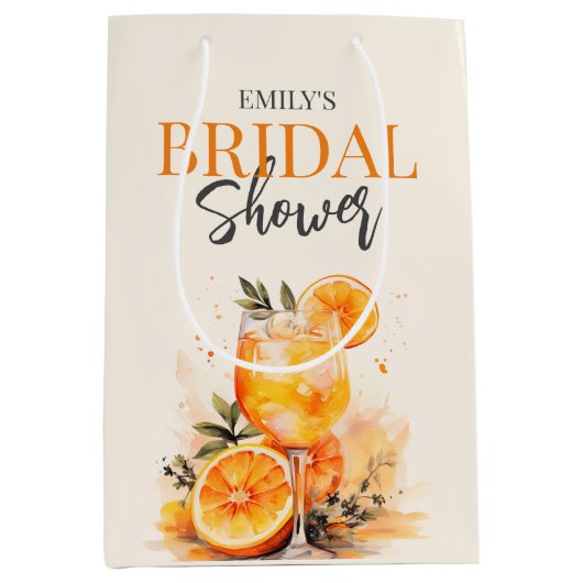 Aperol Spritz Watercolor Bruidsuitnodiging Medium Cadeauzakje (Voorkant)