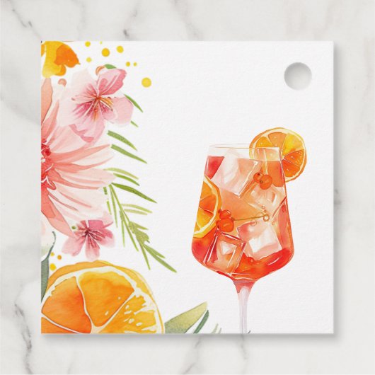 Aperol Spritz Watercolor Bruiloftsfeest Bedankjes Labels (Achterkant)