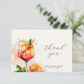Aperol Spritz Waterverf Bruidsdouche  Bedankkaart (Staand voorkant)