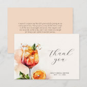 Aperol Spritz Waterverf Bruidsdouche  Bedankkaart (Voorkant / Achterkant)