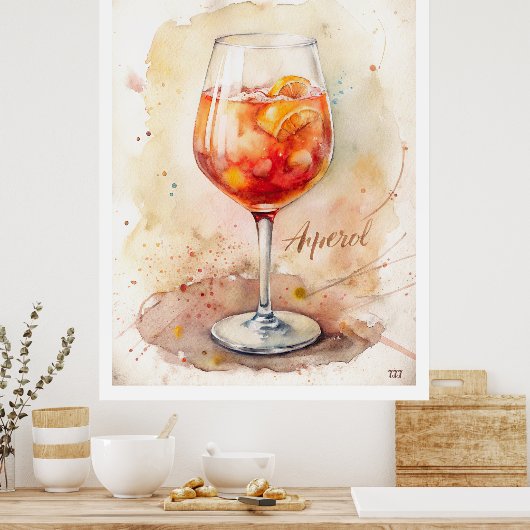 Aperol Spritz Waterverf schilderij Poster (Keuken)