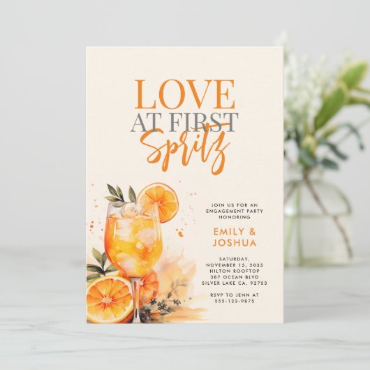 Aperol Spritz Waterverf Verlovingsfeest Kaart (Staand voorkant)