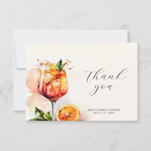 Aperol Spritz Waterverf Vrijgezellenfeest Bedankkaart (Voorkant)