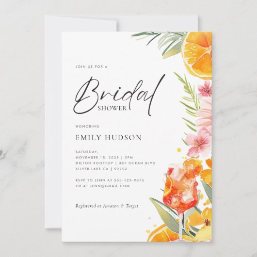 Aperol Spritz Waterverf Vrijgezellenfeest Kaart (Voorkant)