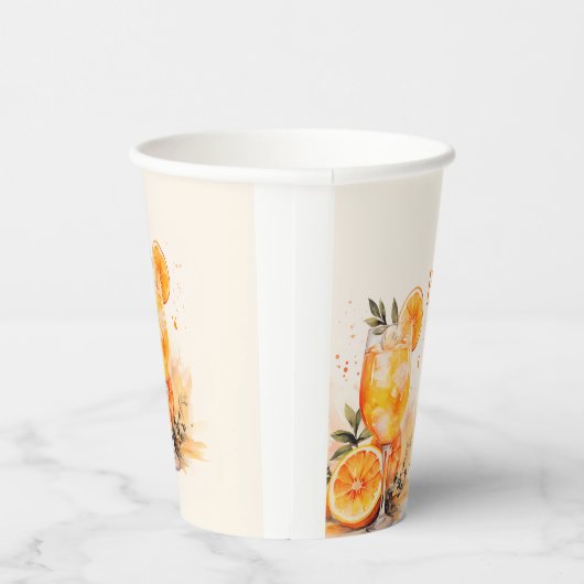 Aperol Spritz Waterverf Vrijgezellenfeest Papieren Bekers (Rechts)