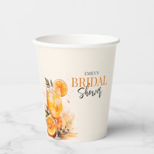 Aperol Spritz Waterverf Vrijgezellenfeest Papieren Bekers (Voorkant)
