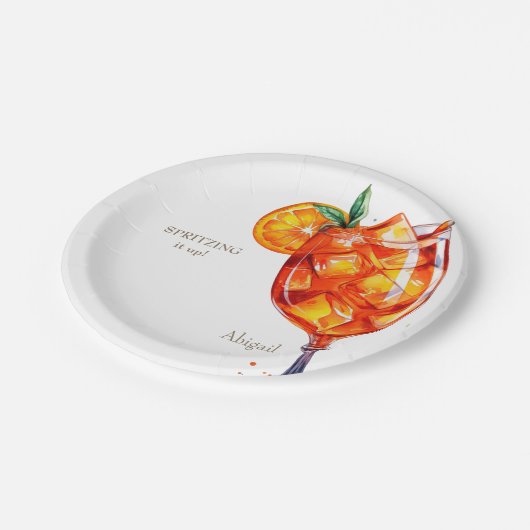 Aperol spuwt het op! Vrijgezellenfeest Papieren Bordje (Gekanteld)