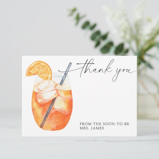 Aperol vrijgezellenfeest bedankkaart kaart (Staand voorkant)