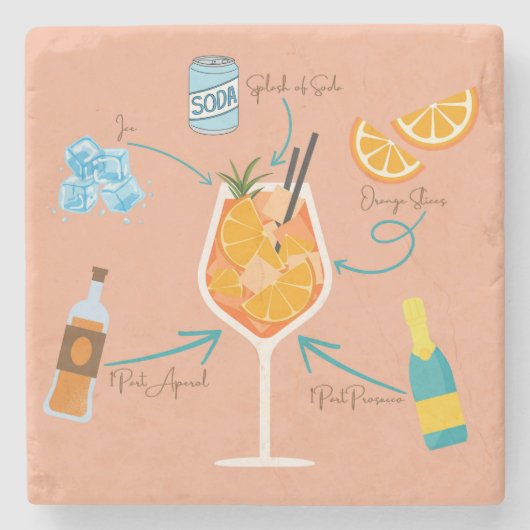 Aperolrecept Stenen Onderzetter (Voorkant)