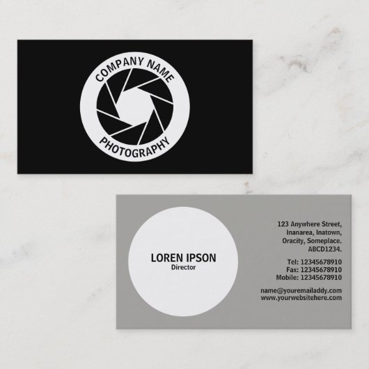 Aperture Cirkel - zwart Visitekaartje (Voorkant / Achterkant)