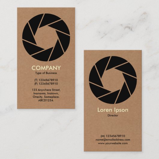 Aperture - Kaarplaat Visitekaartje (Voorkant / Achterkant)