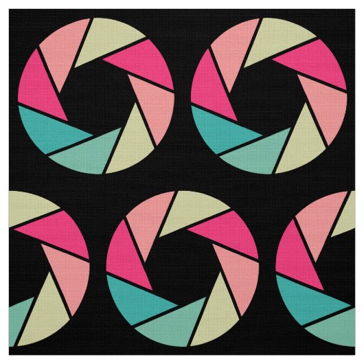 Aperture Pattern - Kleuren op zwart Stof (Swatch)