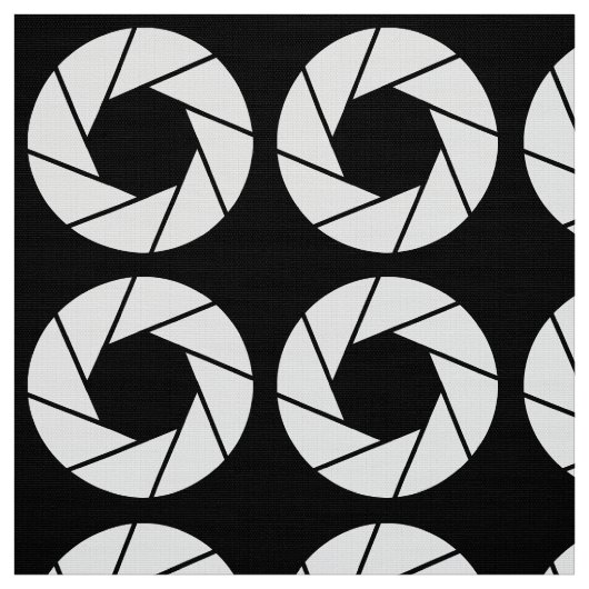Aperture Pattern - White on Black Stof (Swatch)