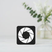 Aperture - White on Black Vierkante Visitekaartje (Staand voorkant)