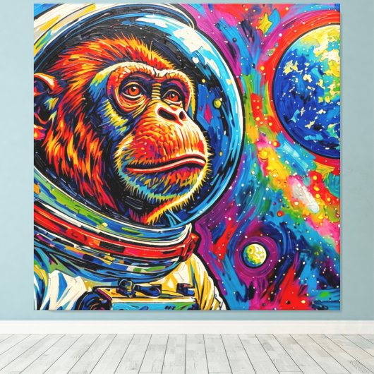 APES IN SPACE-4 CANVAS AFDRUK (Insitu (Houten vloer))