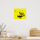 Apes op vliegtuigen poster (Keuken)