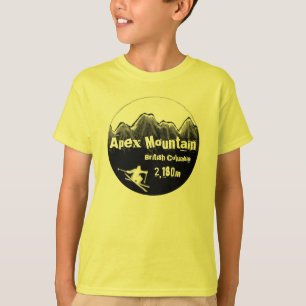 Apex Mountain British Columbia jongens geel ski t- T-shirt