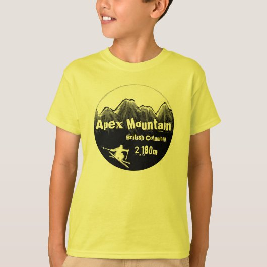 Apex Mountain British Columbia jongens geel ski t- T-shirt (Voorkant)