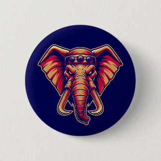 Apex Pachyderm - Navy Blue en Oranje Editie Ronde Button 5,7 Cm