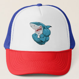 Apex Predator Gains: Muscular Shark Gym Hat Trucker Pet