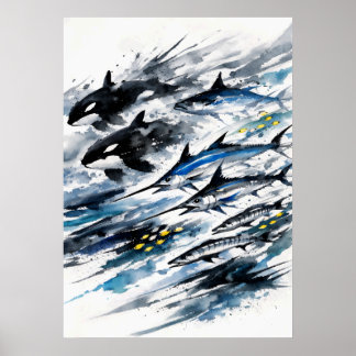 Apex-stromingen Inkt van de diepe jacht Poster