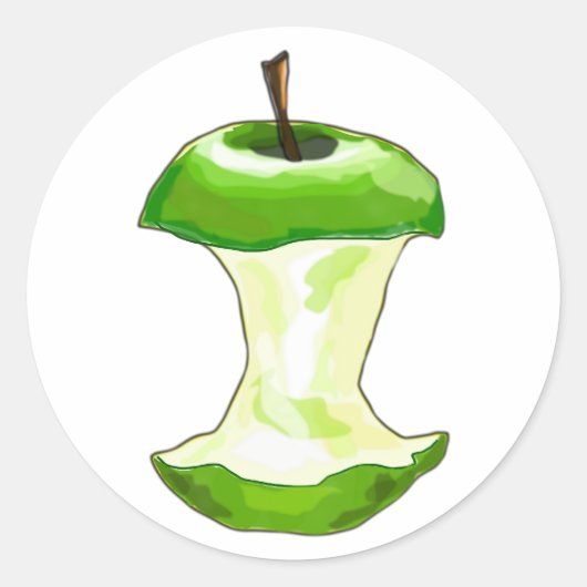 Apfel Apfelgehäuse Apfelbutzen apple core Ronde Sticker (Voorkant)