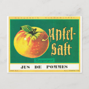 Apfel-Saft Apple Juice German Language Art Briefkaart