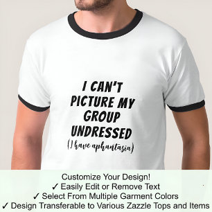 Aphantastische Humor Groep Naakt Zwarte Lettertype T-shirt