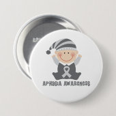 Aphasia Awareness Cute Silver ribbon Button (Voorkant /achterkant)