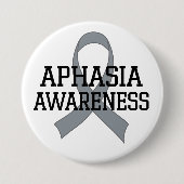 Aphasia Awareness Grey ribbon Support Button (Voorkant)