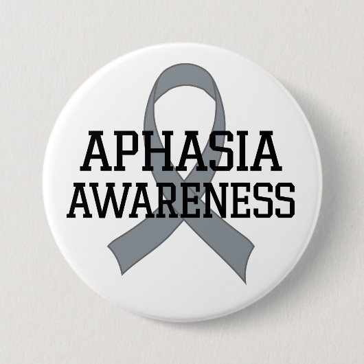 Aphasia Awareness Grey ribbon Support Button (Voorkant)