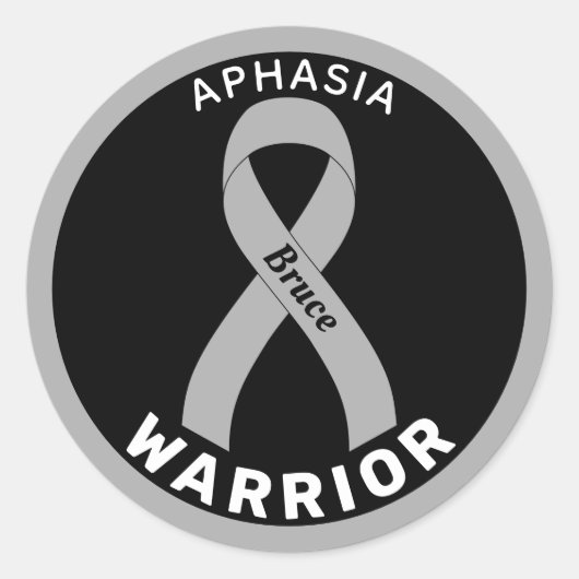 Aphasia Warrior Ribbon Black Round Sticker (Voorkant)
