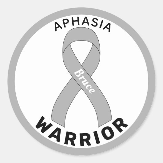 Aphasia Warrior Ribbon White Round Sticker (Voorkant)