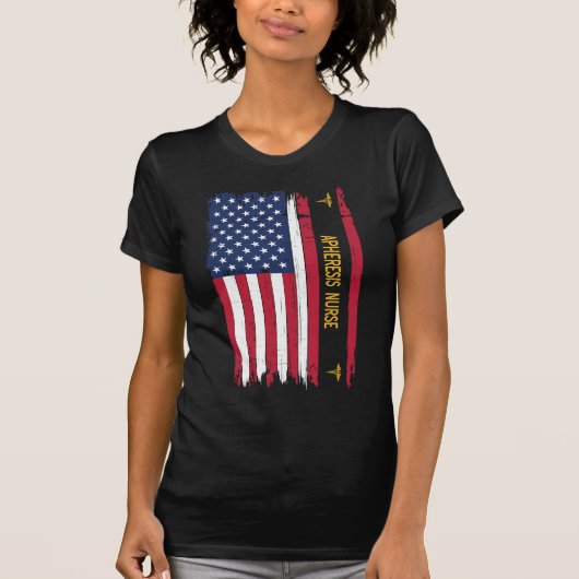Apheresis Nurse Amerikaanse vlag T-shirt (Voorkant)