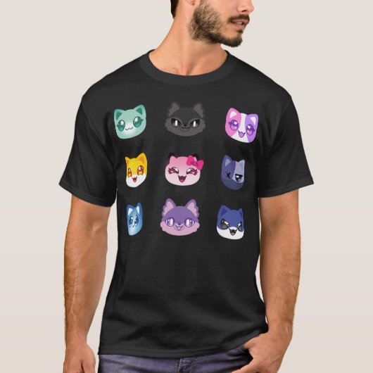 Aphmau en vrienden Meemeow Cat Pattern Versie 1 T-shirt (Voorkant)
