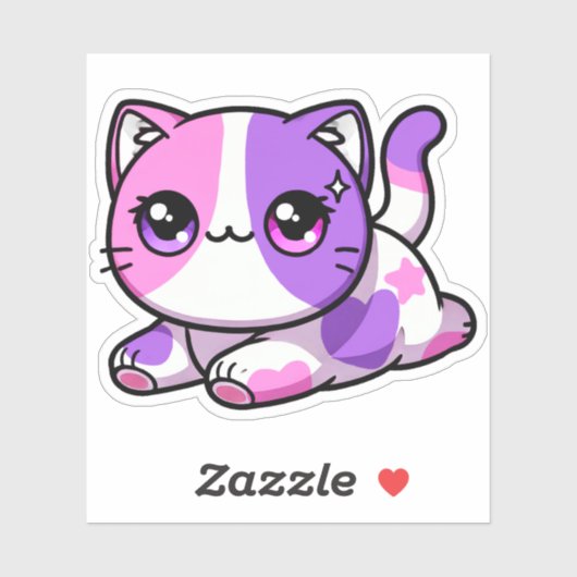 Aphmau, Meemeows, Schattigee kat, Paarse Kawaii St Sticker (Vel)