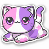 Aphmau, Meemeows, Schattigee kat, Paarse Kawaii St Sticker (Voorkant)