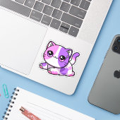 Aphmau, Meemeows, Schattigee kat, Paarse Kawaii St Sticker (Laptop met iPhone)