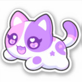 Aphmau, Meemeows, Schattigee kat, Paarse Kawaii St Sticker (Voorkant)
