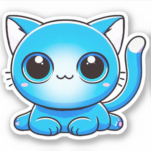 Aphmau, Pierce, Meemeows, Schattige Cat, Blauw, St Sticker (Voorkant)