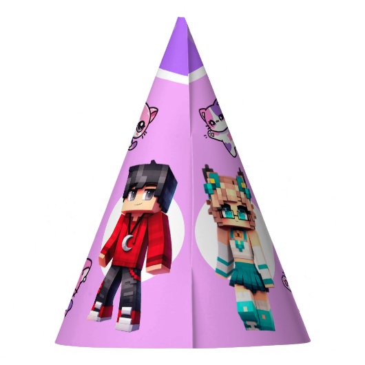 Aphmau Style, Verjaardagsmeisje, Schattigee Gamer, Feesthoedjes (Achterkant)