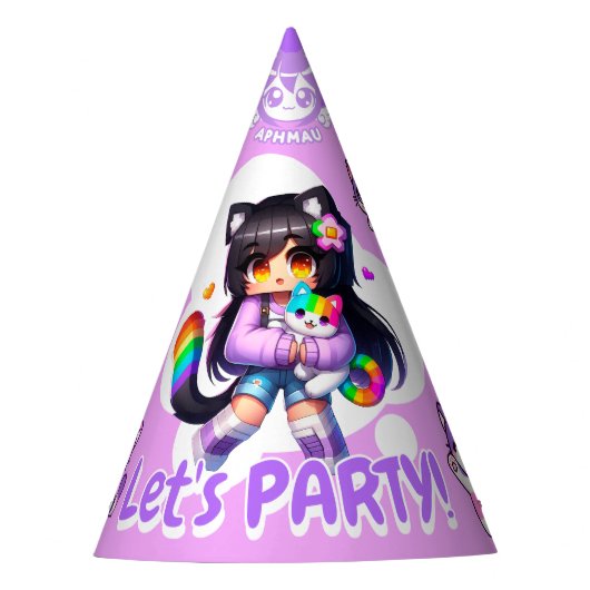 Aphmau Style, Verjaardagsmeisje, Schattigee Gamer, Feesthoedjes (Voorkant)