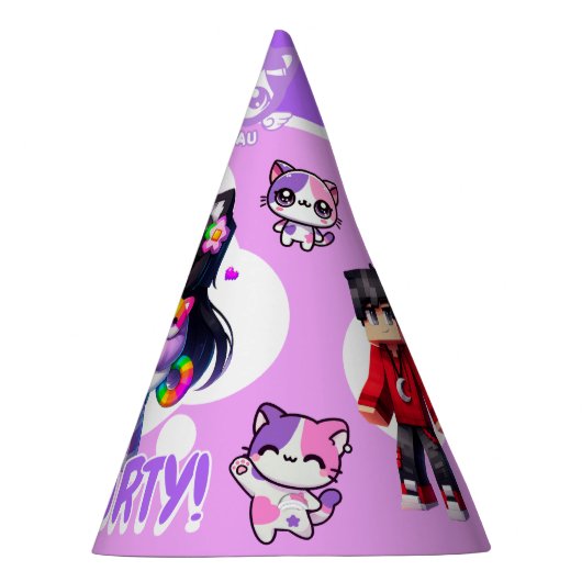 Aphmau Style, Verjaardagsmeisje, Schattigee Gamer, Feesthoedjes (Rechts)