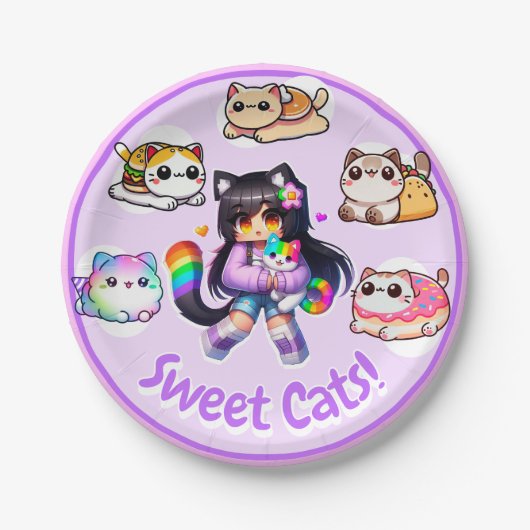 Aphmau Style, Verjaardagsmeisje, Zoete Katten, Min Papieren Bordje (Voorkant)