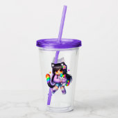 Aphmau, Verjaardagsbeker, Meemeows, Paarse Kat, Sc Acryl Drinkbeker (Achterkant)