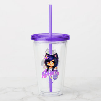 Aphmau, Verjaardagsbeker, Meemeows, Paarse Kat, Sc Acryl Drinkbeker