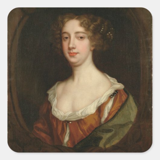 Aphra Behn (1640-89) (olie op doek) Vierkante Sticker (Voorkant)