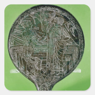 Aphrodite die Helen overhaalt om Parijs te volgen Vierkante Sticker