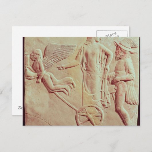 Aphrodite en Hermes die op een blokkenwagen Briefkaart (Voorkant / Achterkant)